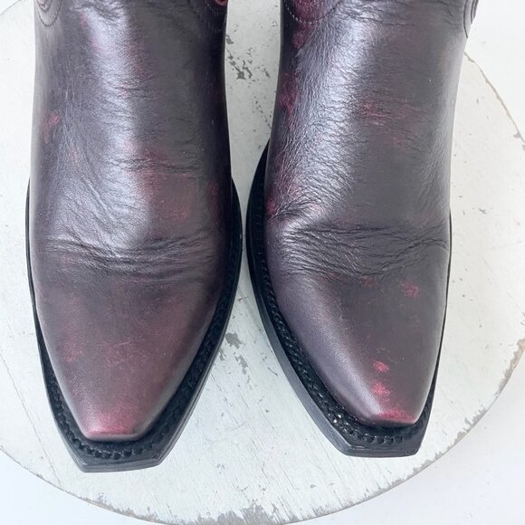 Lane EMMA JANE Womens Cowboy Bootie 9 Black Cherry Western Cowgirl Short Boots - Picture 6 of 12